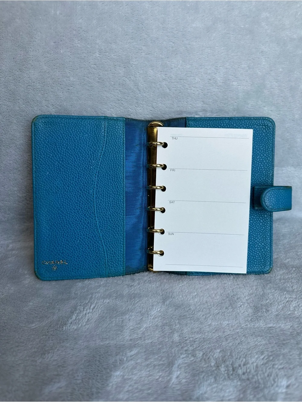 💙 CHANEL Vintage Blue Caviar Leather Agenda Planner Cover CC Logo 💙 - Picture 6 of 14